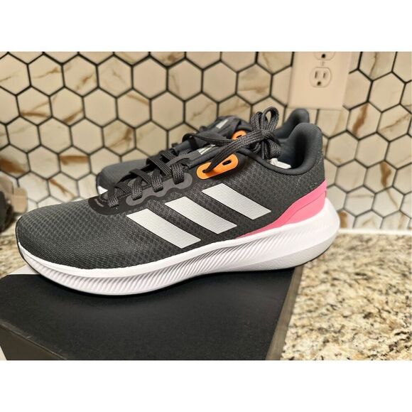Adidas RunFalcon 3.0 Black and Pink Tennis Shoes Womens Size 7 New - Picture 4 of 6